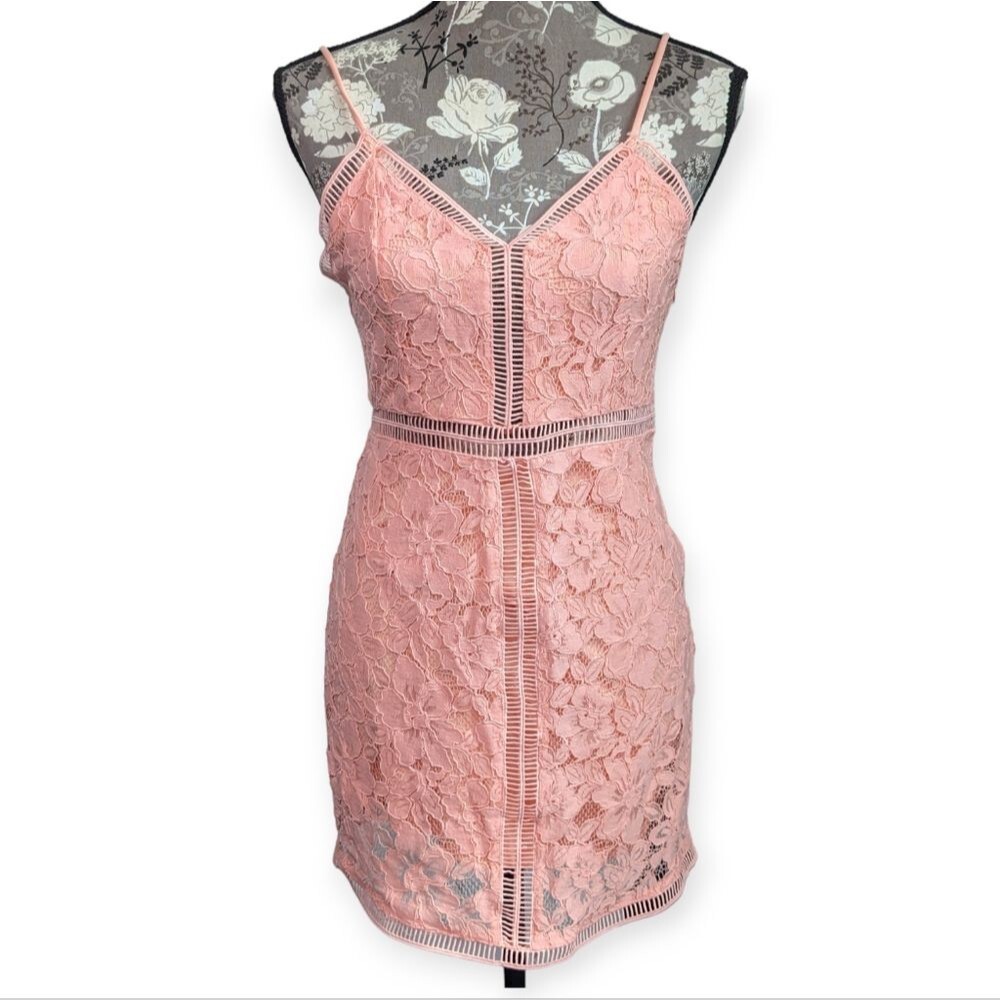NBD Coral Pink Lace Mini Dress